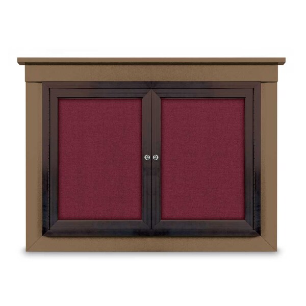 18"x24" 1-Door Enclosed Letterboard, Header, Grey Felt/Walnut